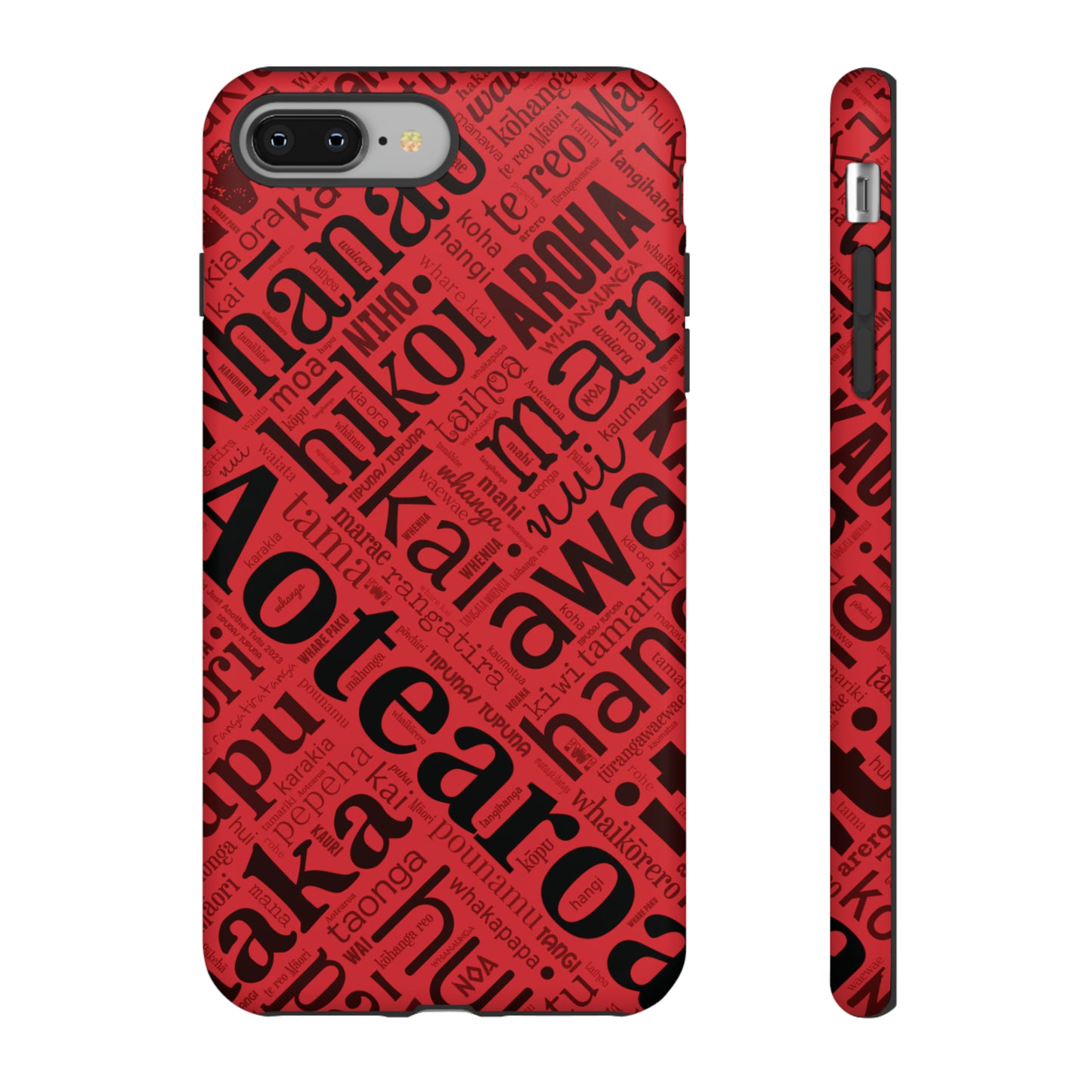 Red Māori Word Art Tough Phone Case for iPhone