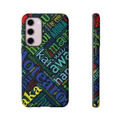 Rainbow Black Māori Word Art Tough Phone Case for Samsung