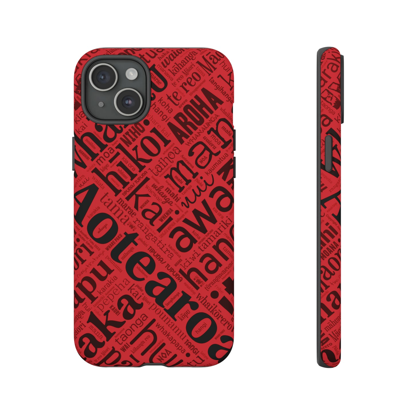 Red Māori Word Art Tough Phone Case for iPhone