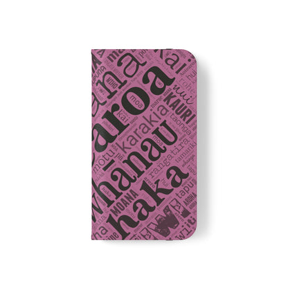 Pink Māori Word Art Flip Cases