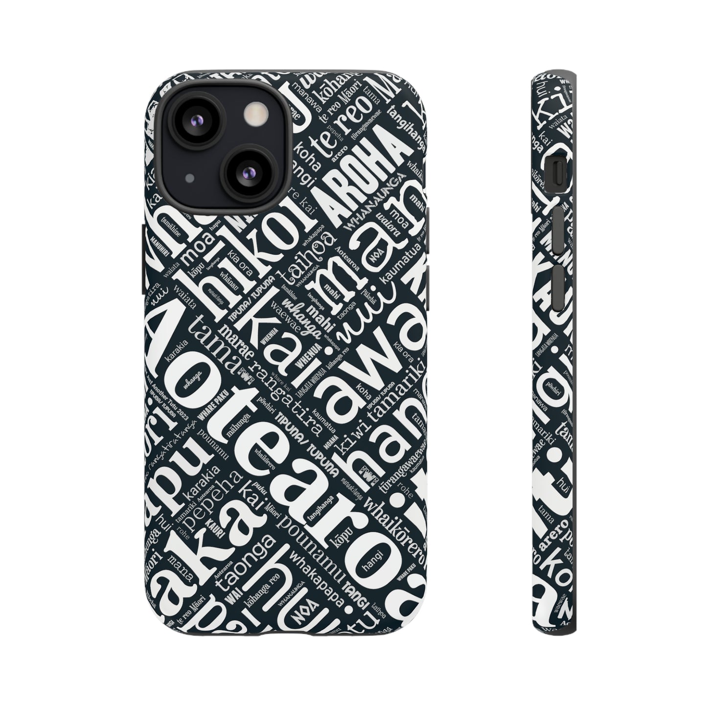 Black Māori Word Art Tough Phone Case for iPhone