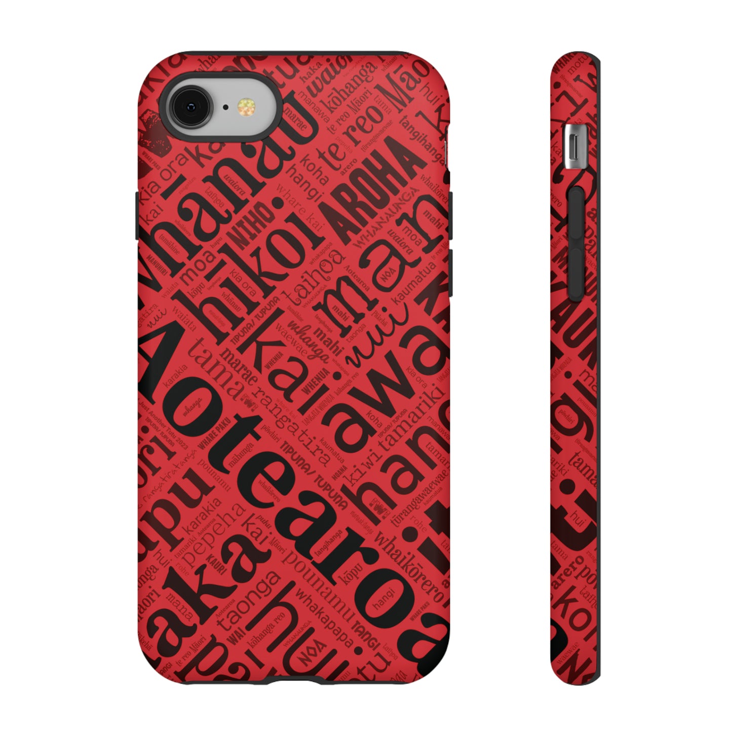 Red Māori Word Art Tough Phone Case for iPhone