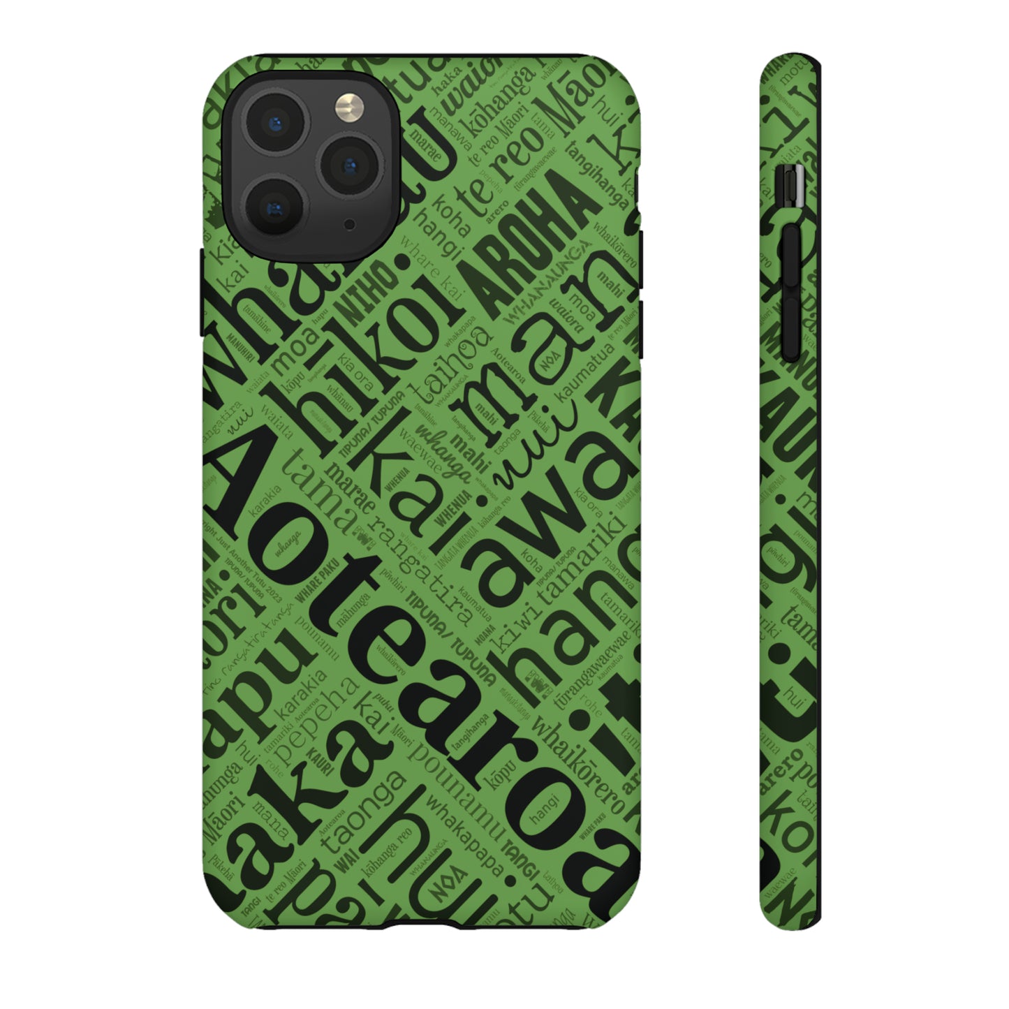 Green Māori Word Art Tough Phone Case for iPhone