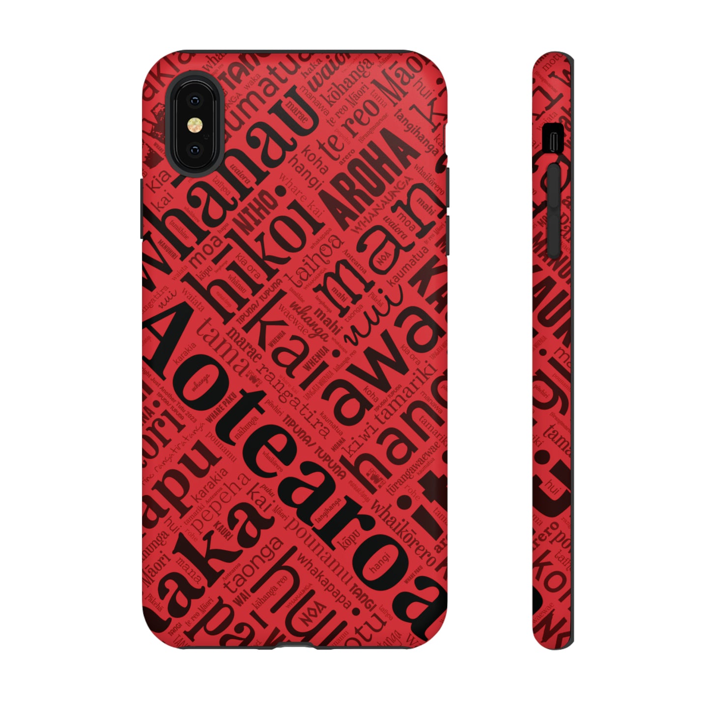 Red Māori Word Art Tough Phone Case for iPhone