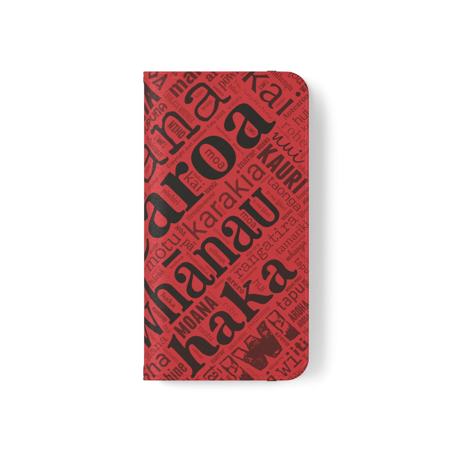 Red Māori Word Art Flip Cases