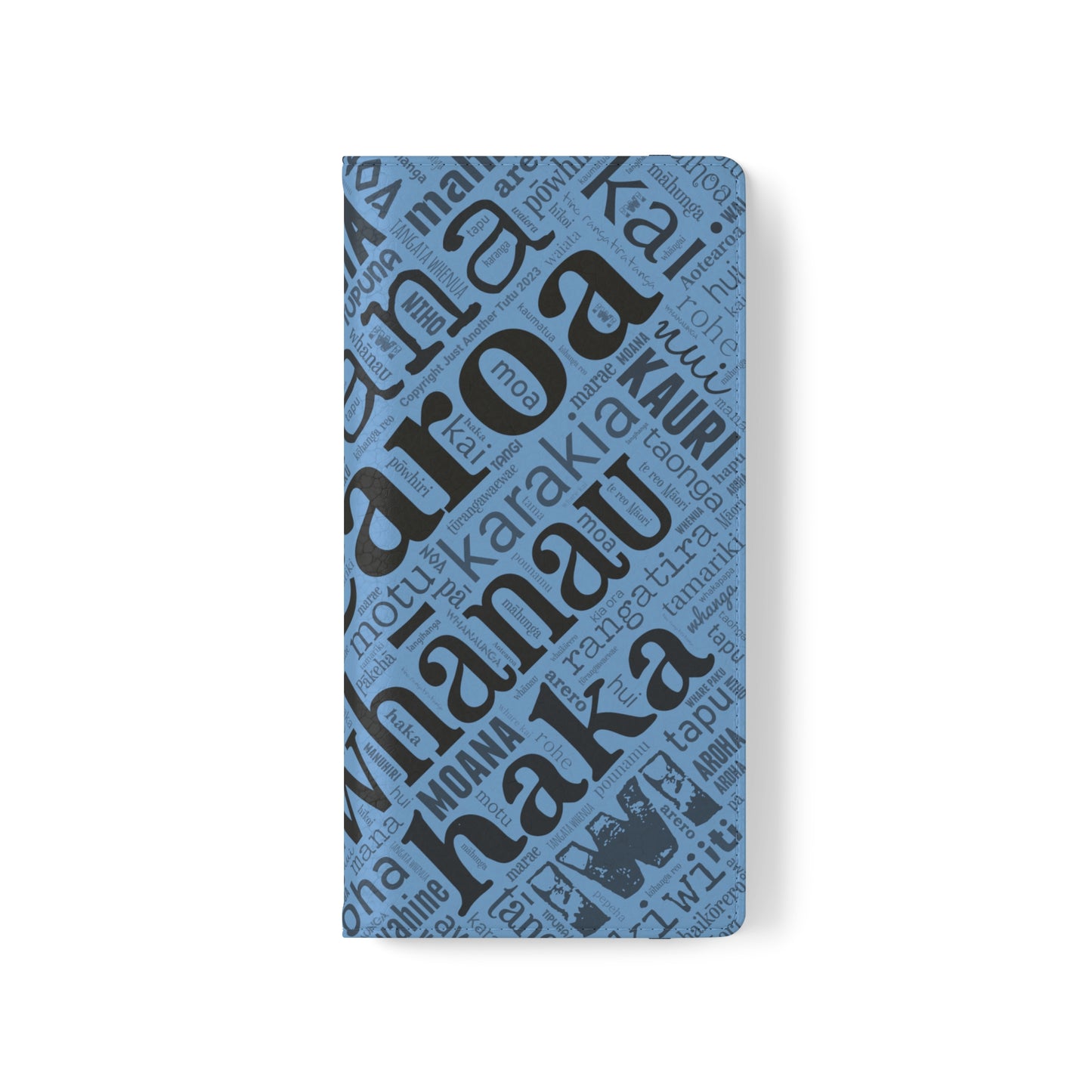 Light Blue Māori Word Art Flip Cases