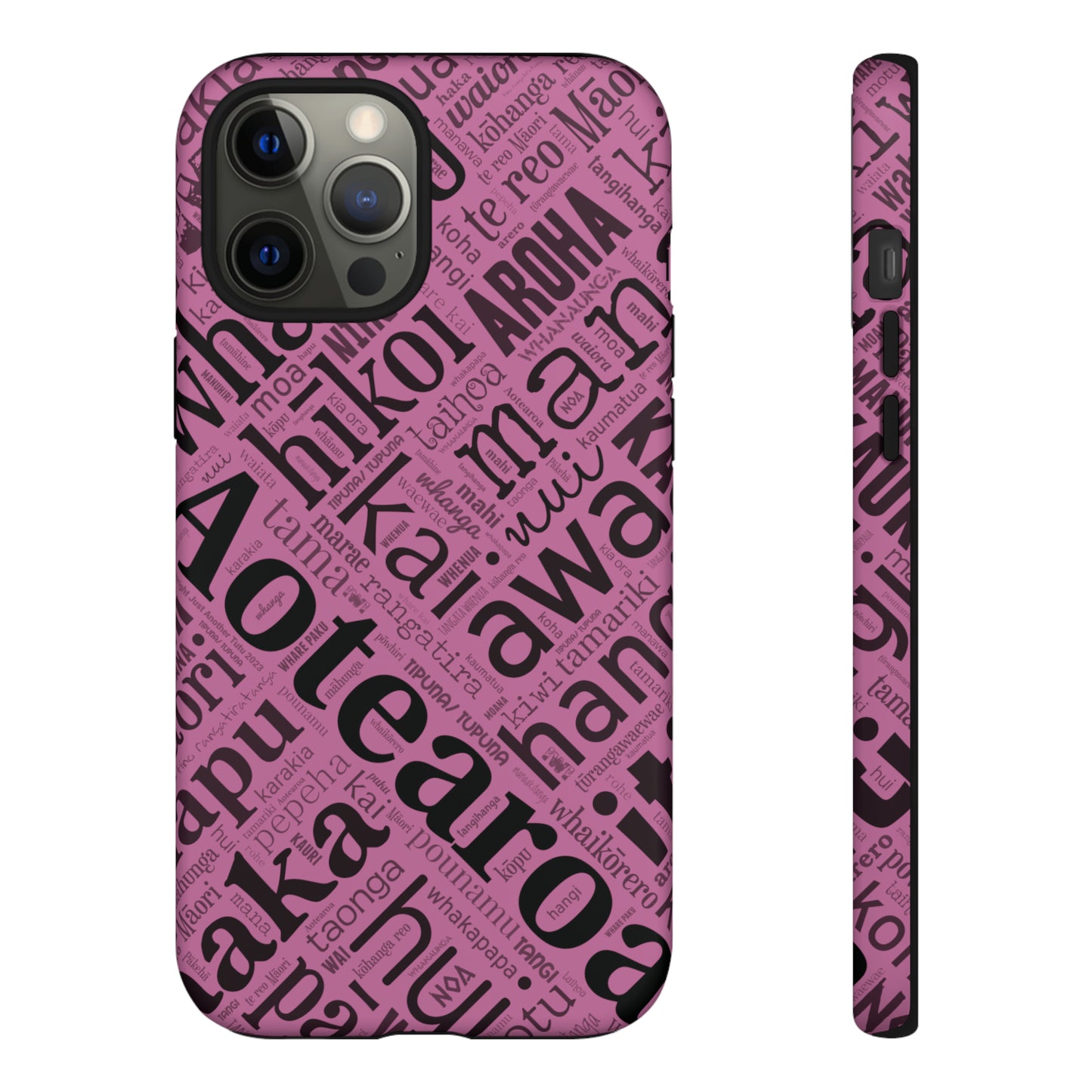 Pink Māori Word Art Tough Phone Case for iPhone