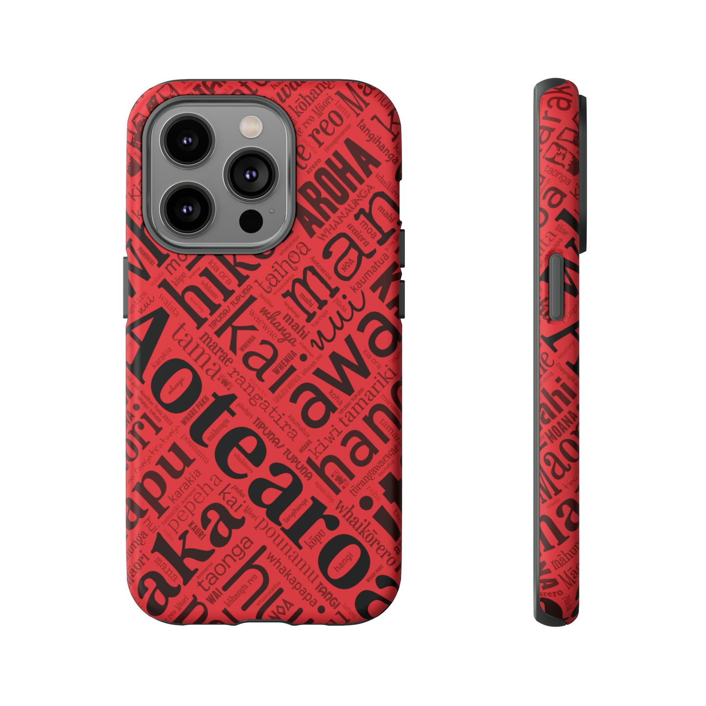 Red Māori Word Art Tough Phone Case for iPhone