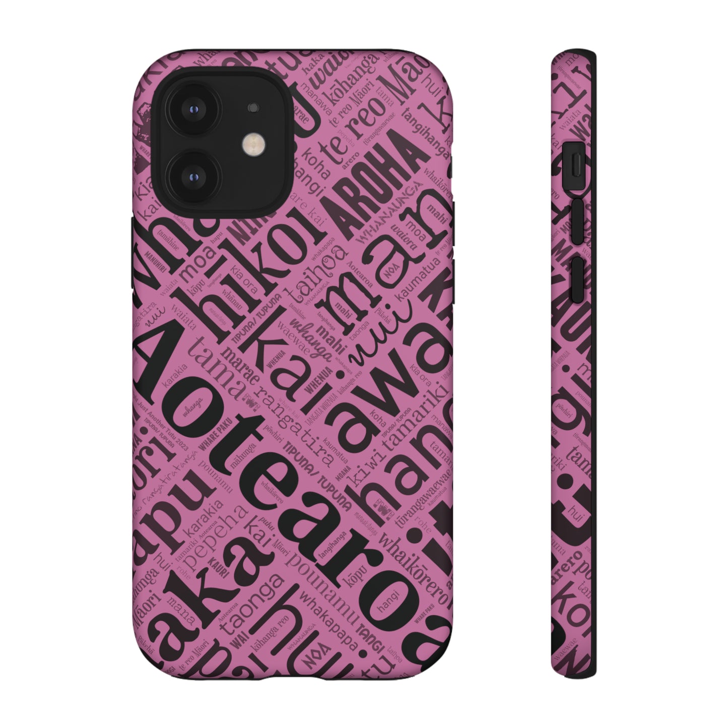 Pink Māori Word Art Tough Phone Case for iPhone