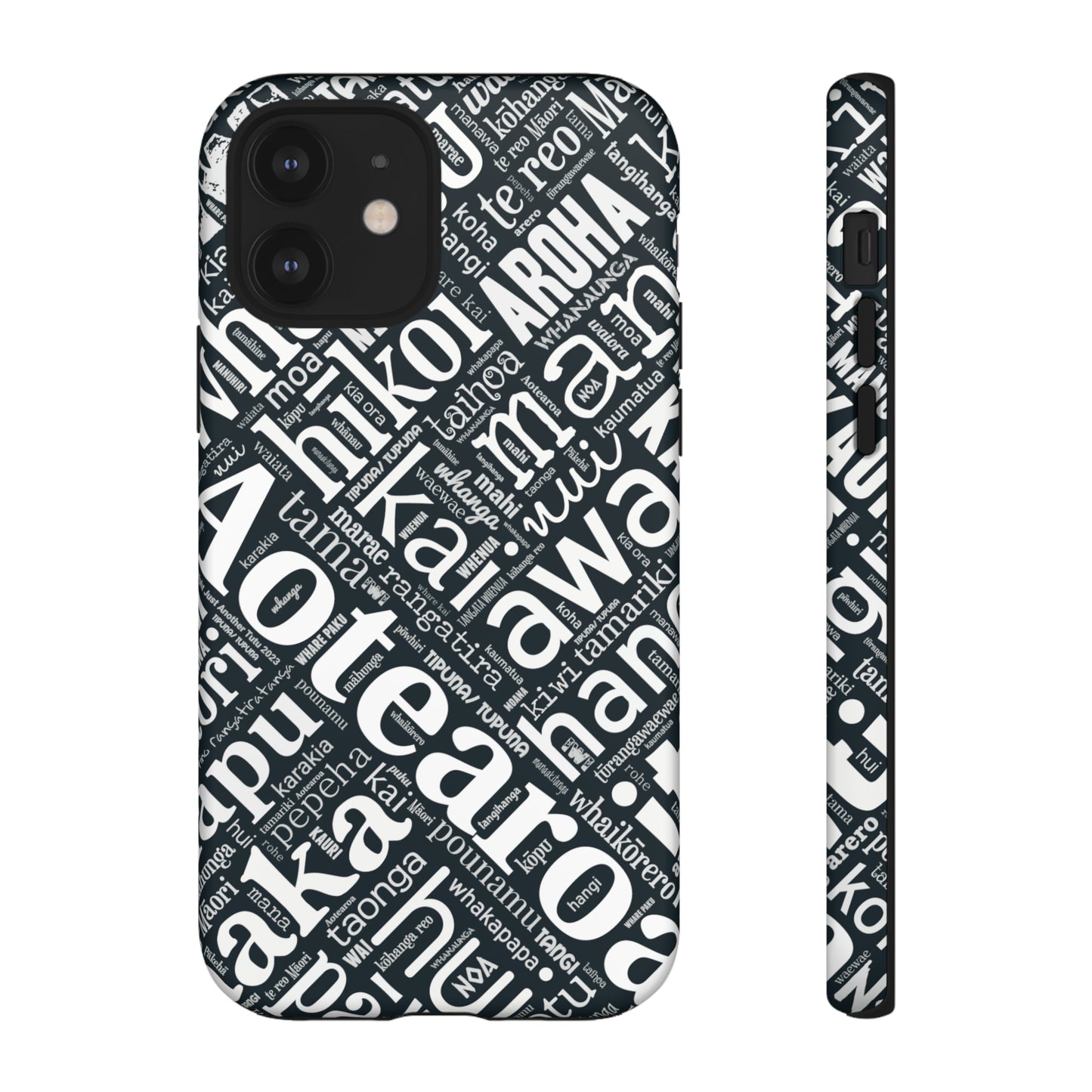 Black Māori Word Art Tough Phone Case for iPhone