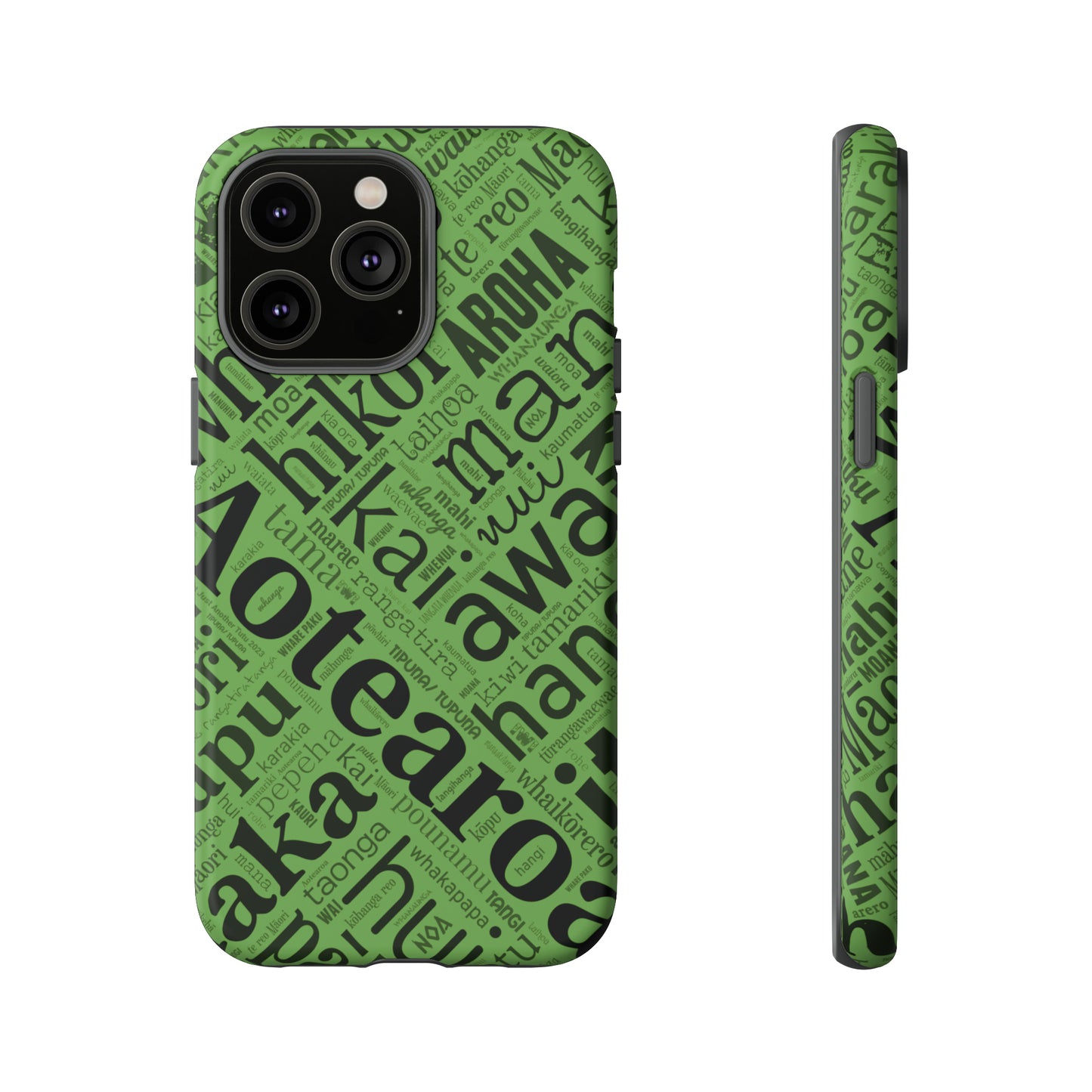 Green Māori Word Art Tough Phone Case for iPhone