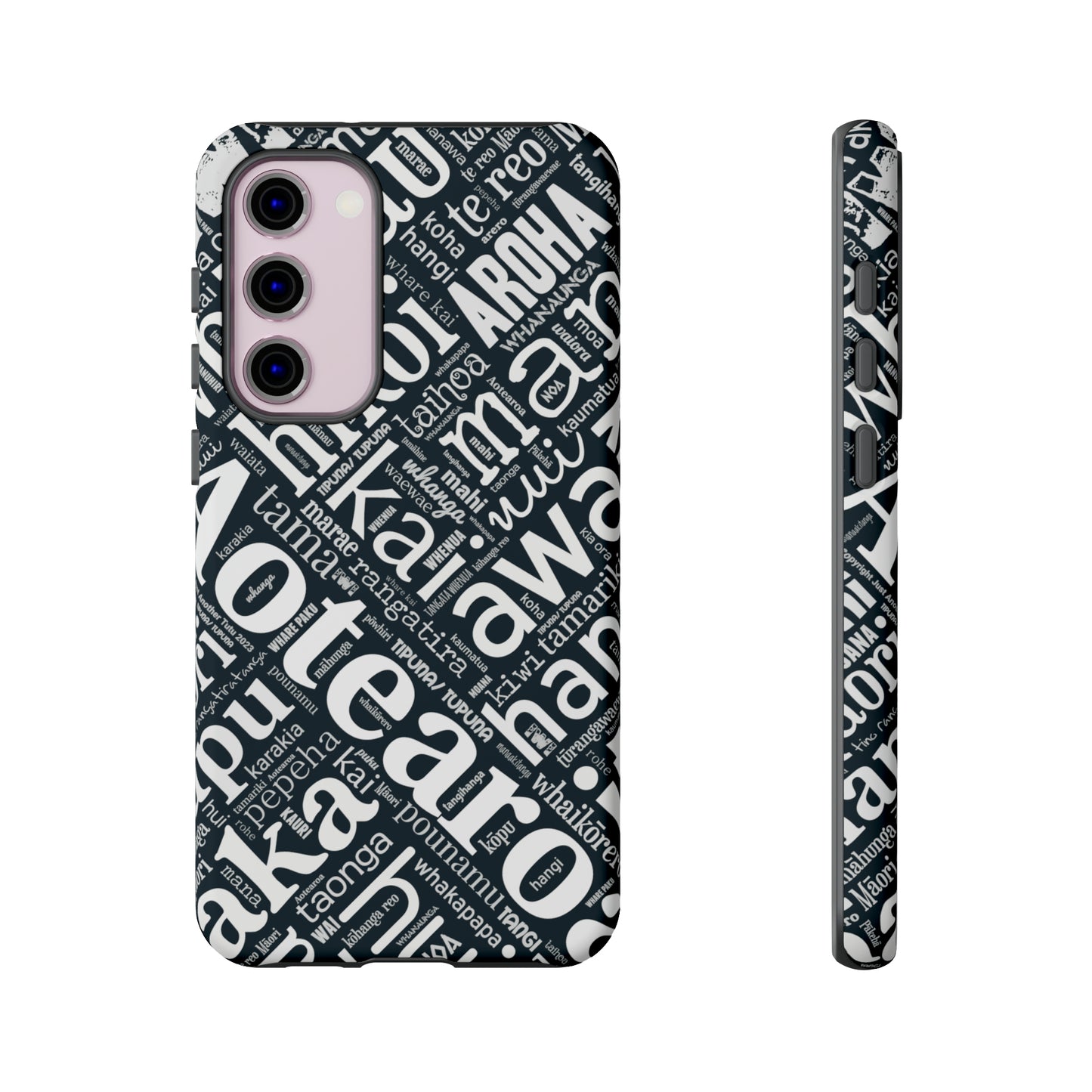 Black Māori Word Art Tough Phone Case for Samsung