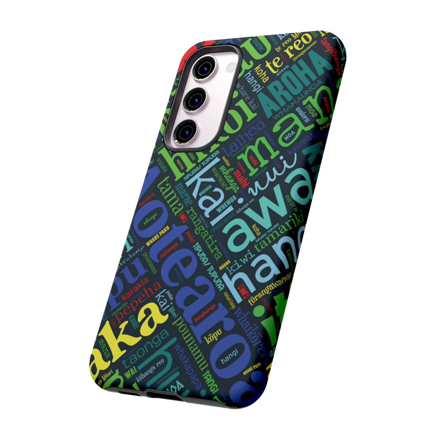 Rainbow Black Māori Word Art Tough Phone Case for Samsung