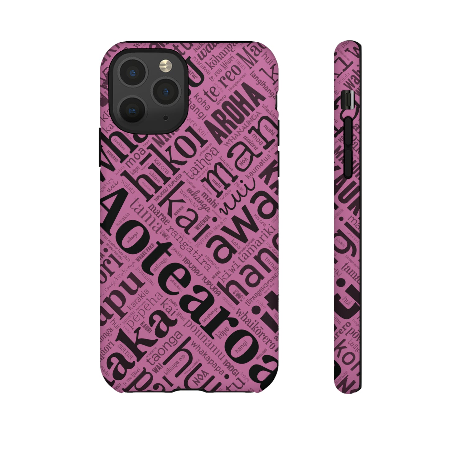 Pink Māori Word Art Tough Phone Case for iPhone