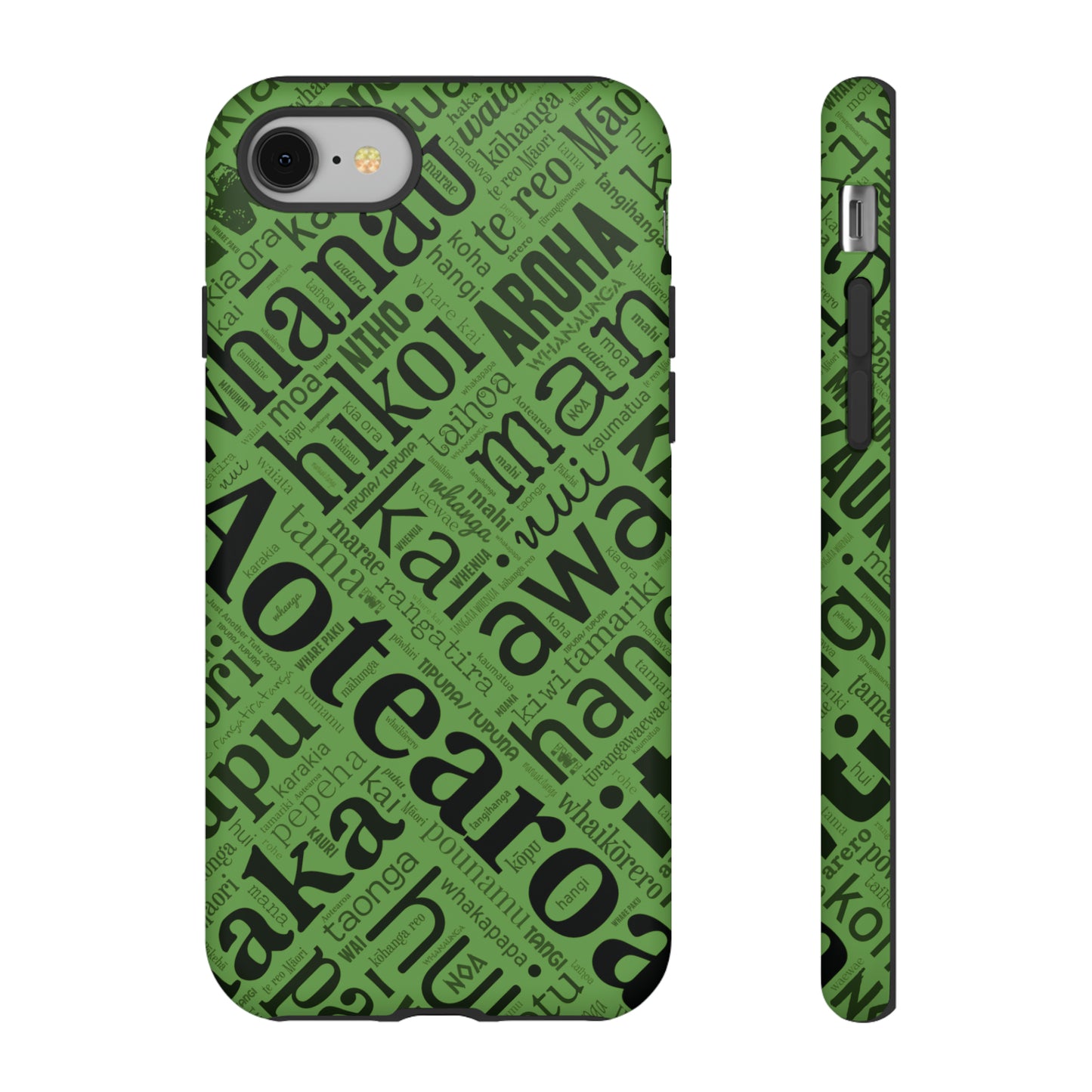 Green Māori Word Art Tough Phone Case for iPhone