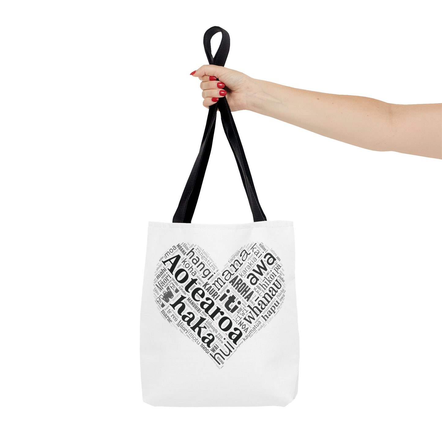 Māori Word Art Heart Tote Bag