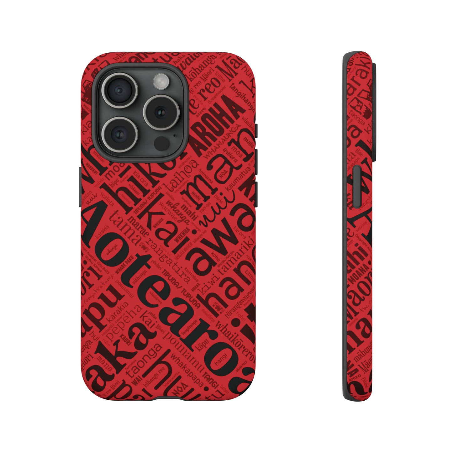 Red Māori Word Art Tough Phone Case for iPhone