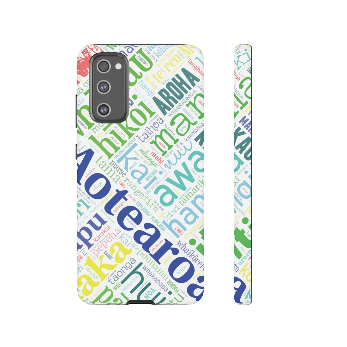 Rainbow White Māori Word Art Tough Phone Case for Samsung