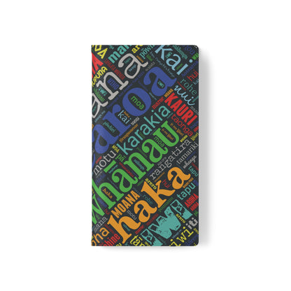 Rainbow Black Māori Word Art Flip Cases