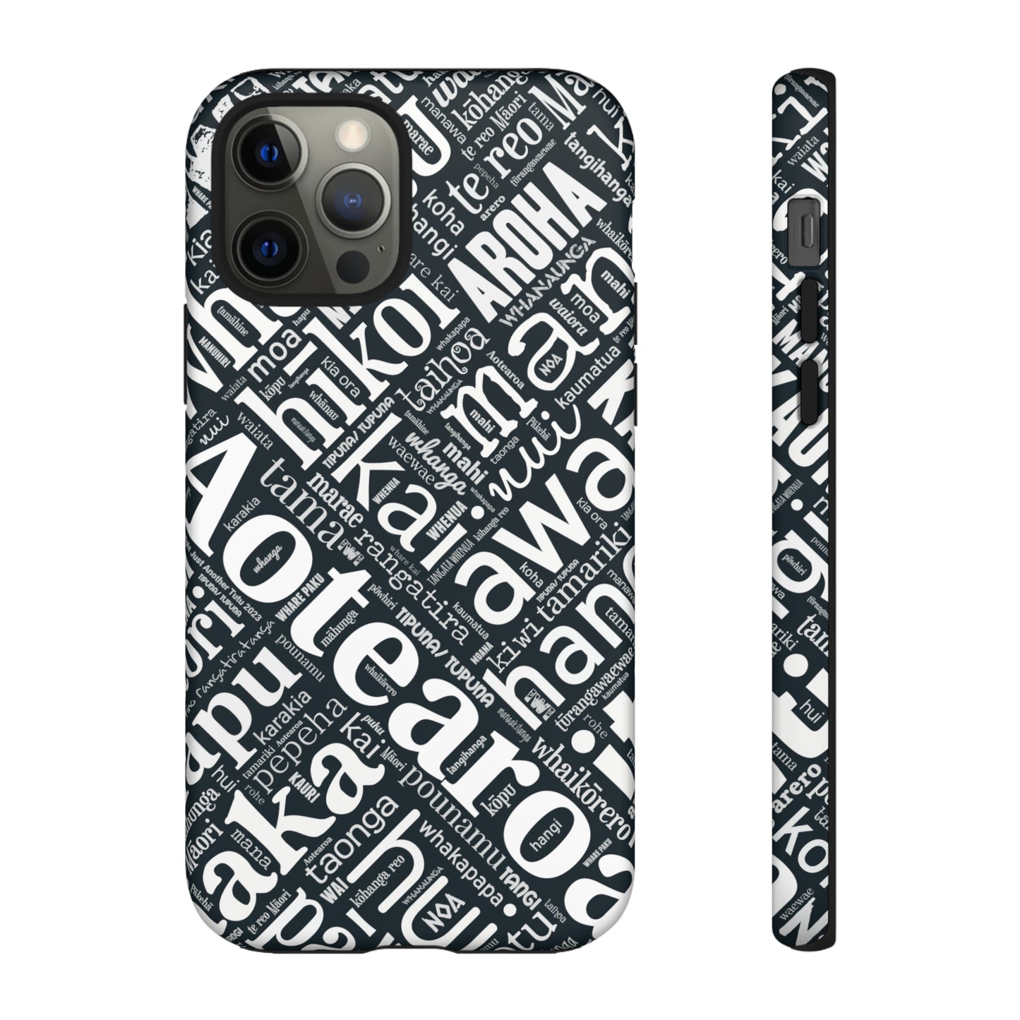 Black Māori Word Art Tough Phone Case for iPhone