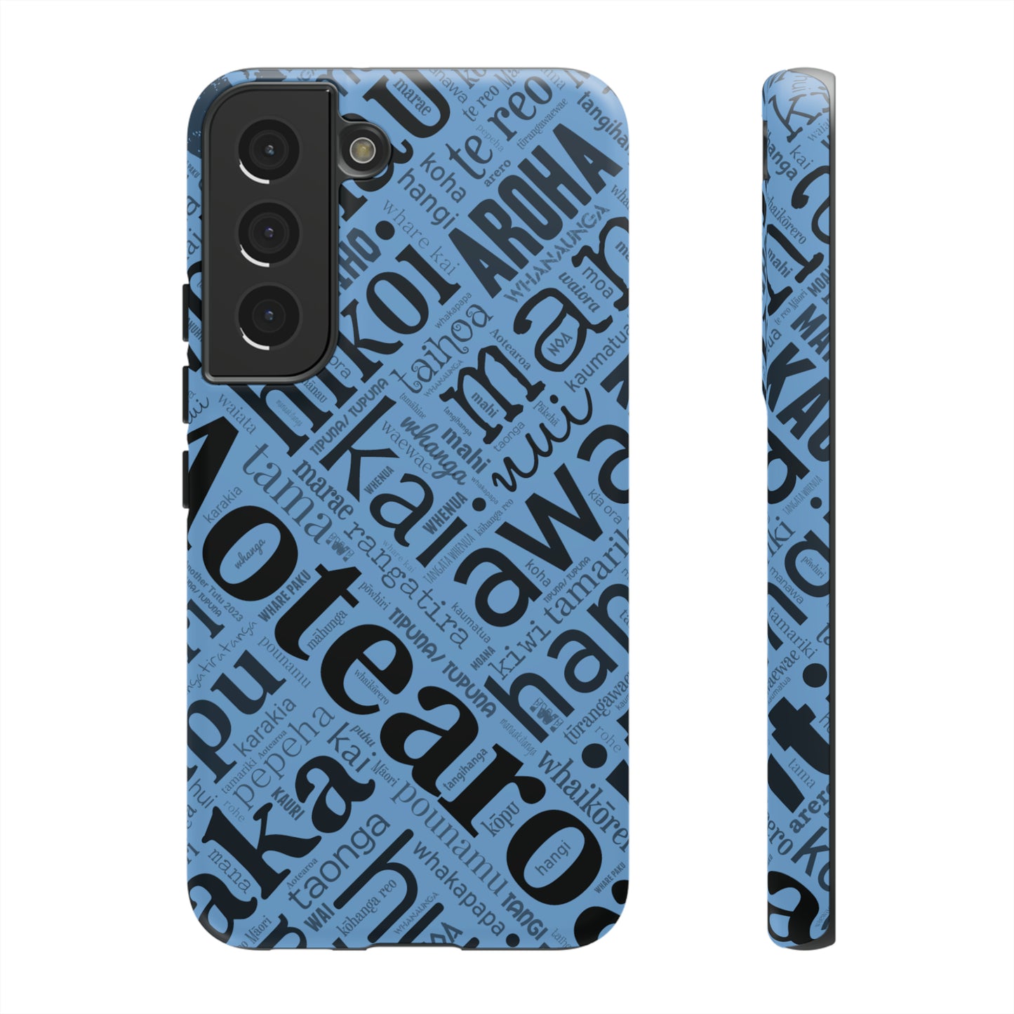 Light Blue Māori Word Art Tough Phone Case for Samsung