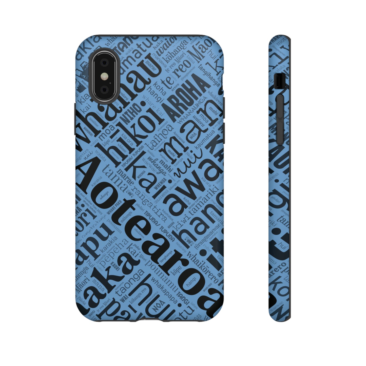 Light Blue Māori Word Art Tough Phone Case for iPhone