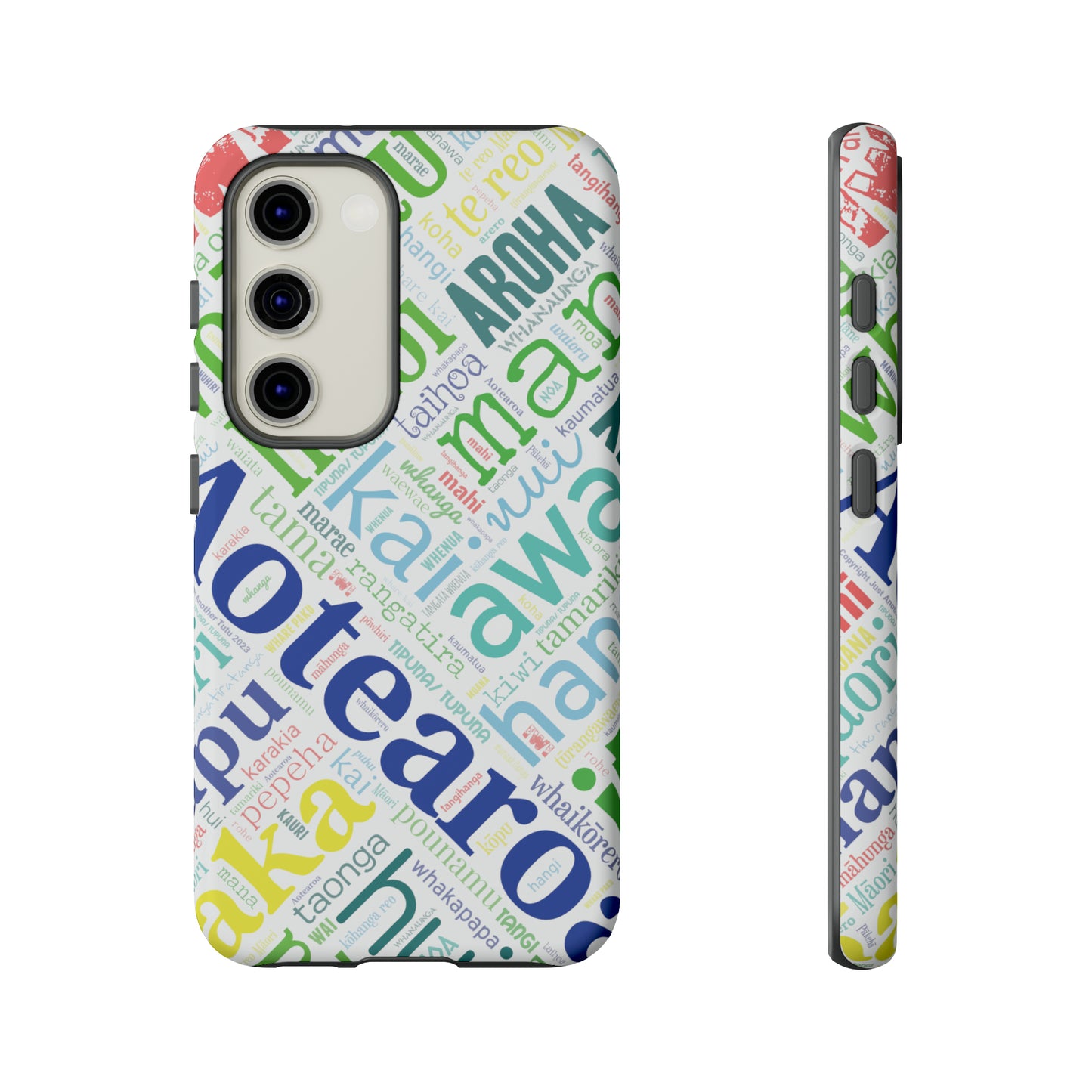 Rainbow White Māori Word Art Tough Phone Case for Samsung