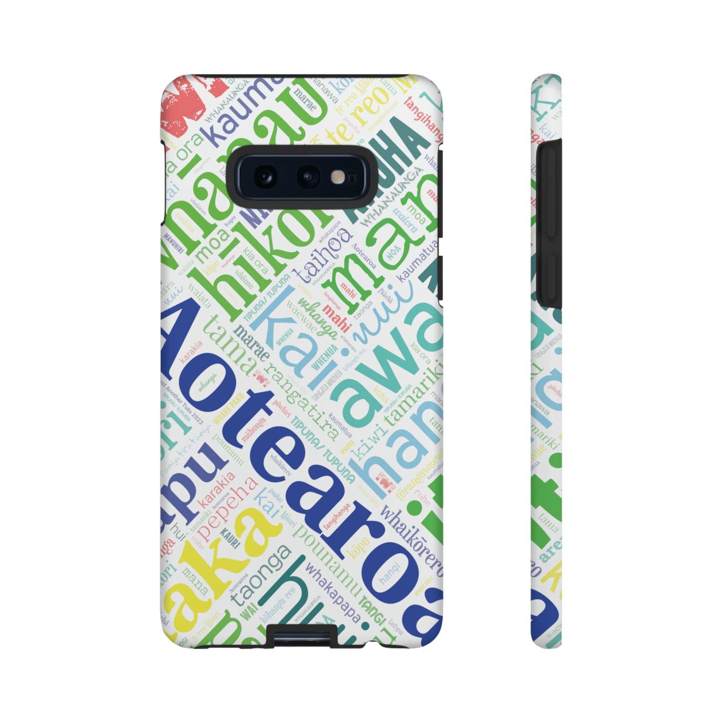 Rainbow White Māori Word Art Tough Phone Case for Samsung