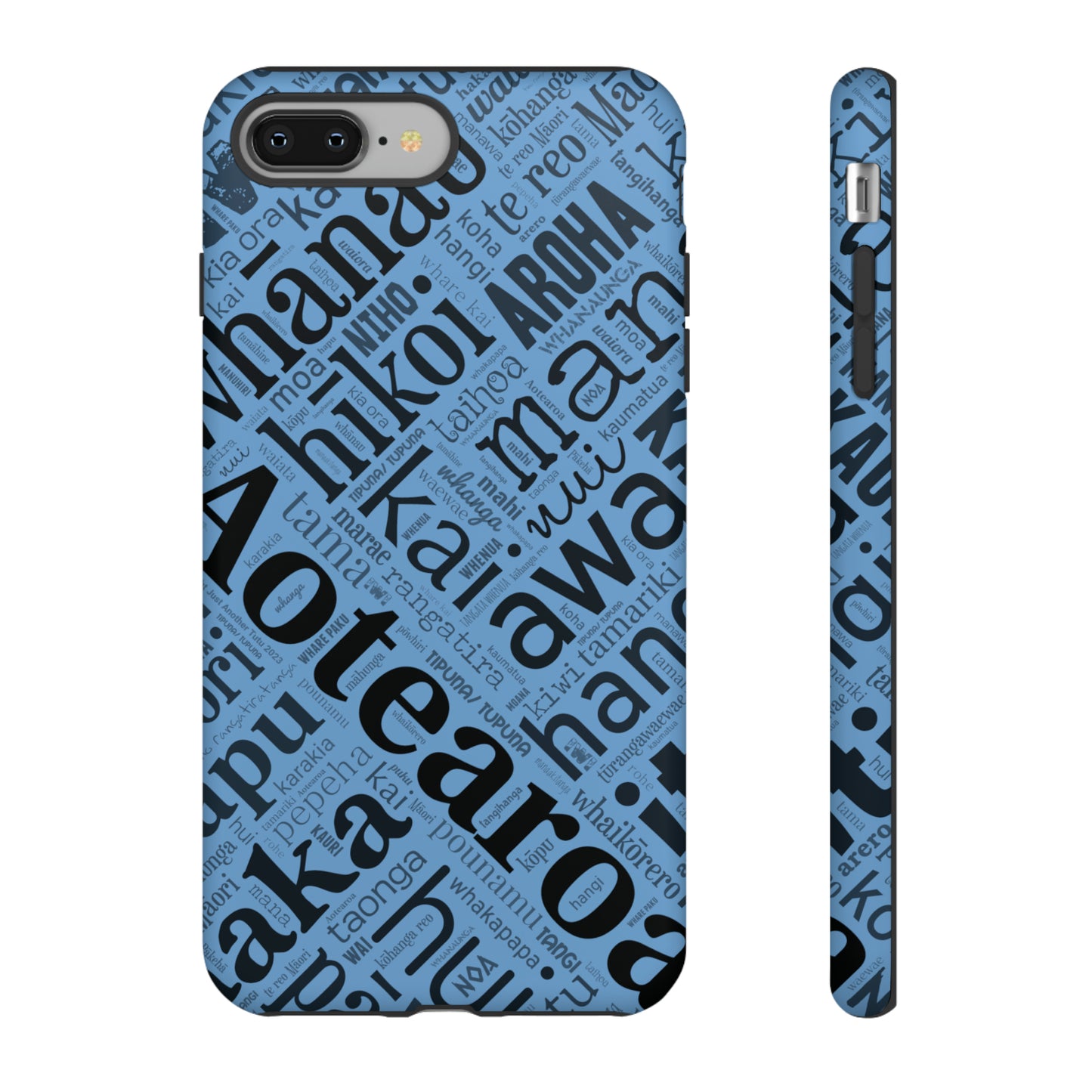 Light Blue Māori Word Art Tough Phone Case for iPhone