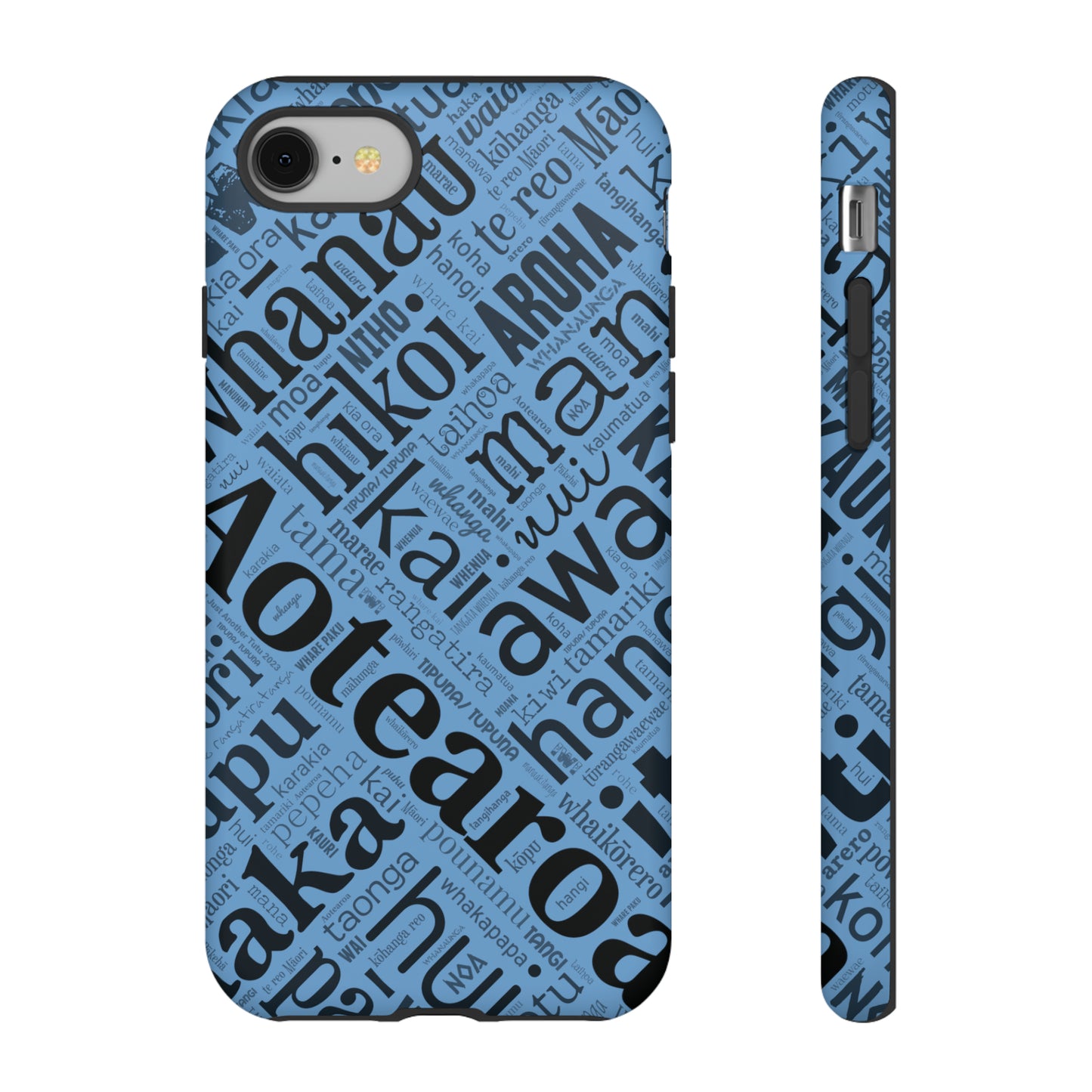 Light Blue Māori Word Art Tough Phone Case for iPhone