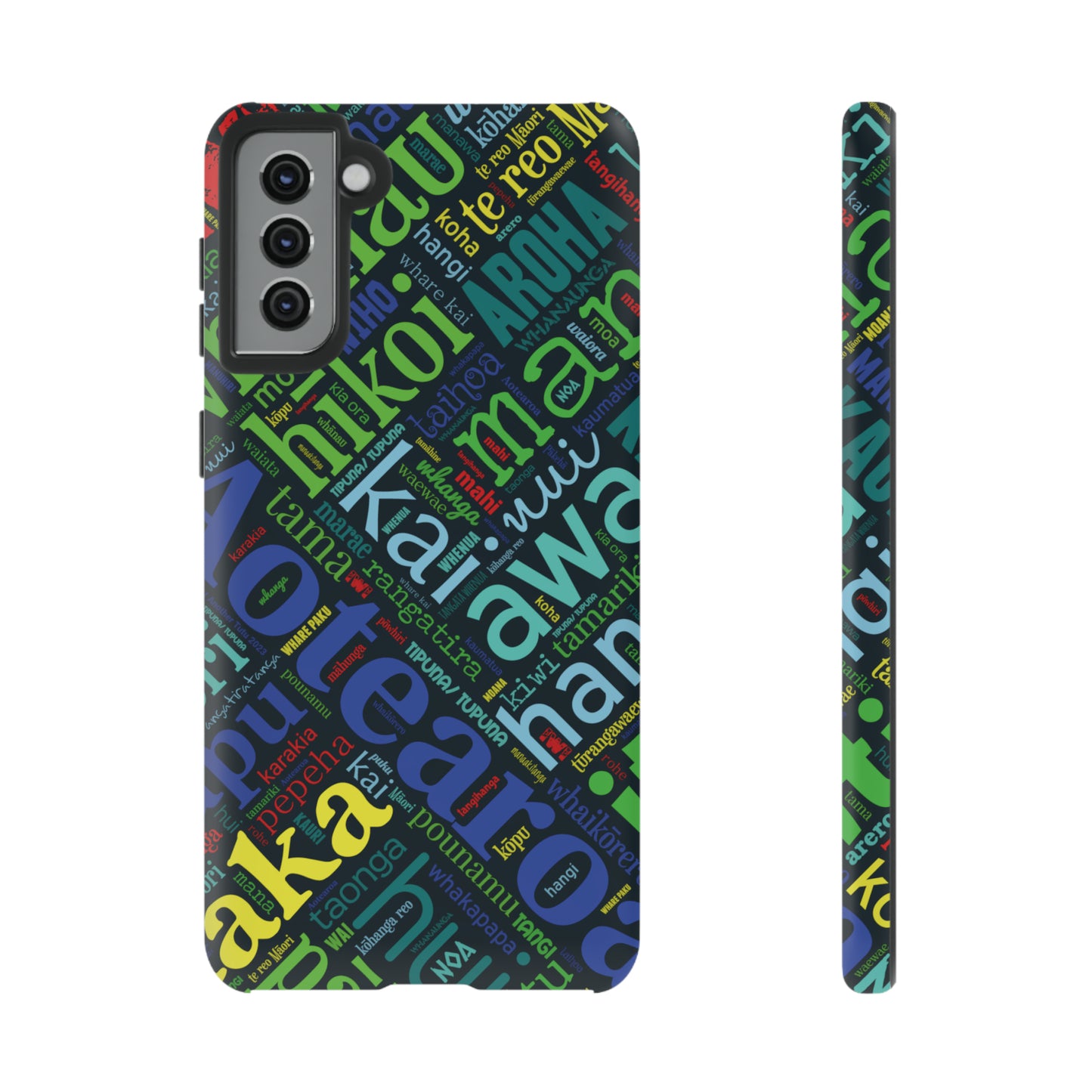 Rainbow Black Māori Word Art Tough Phone Case for Samsung