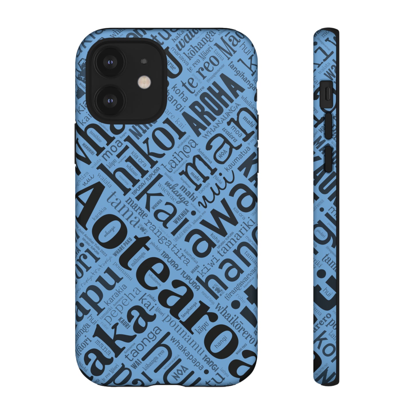 Light Blue Māori Word Art Tough Phone Case for iPhone