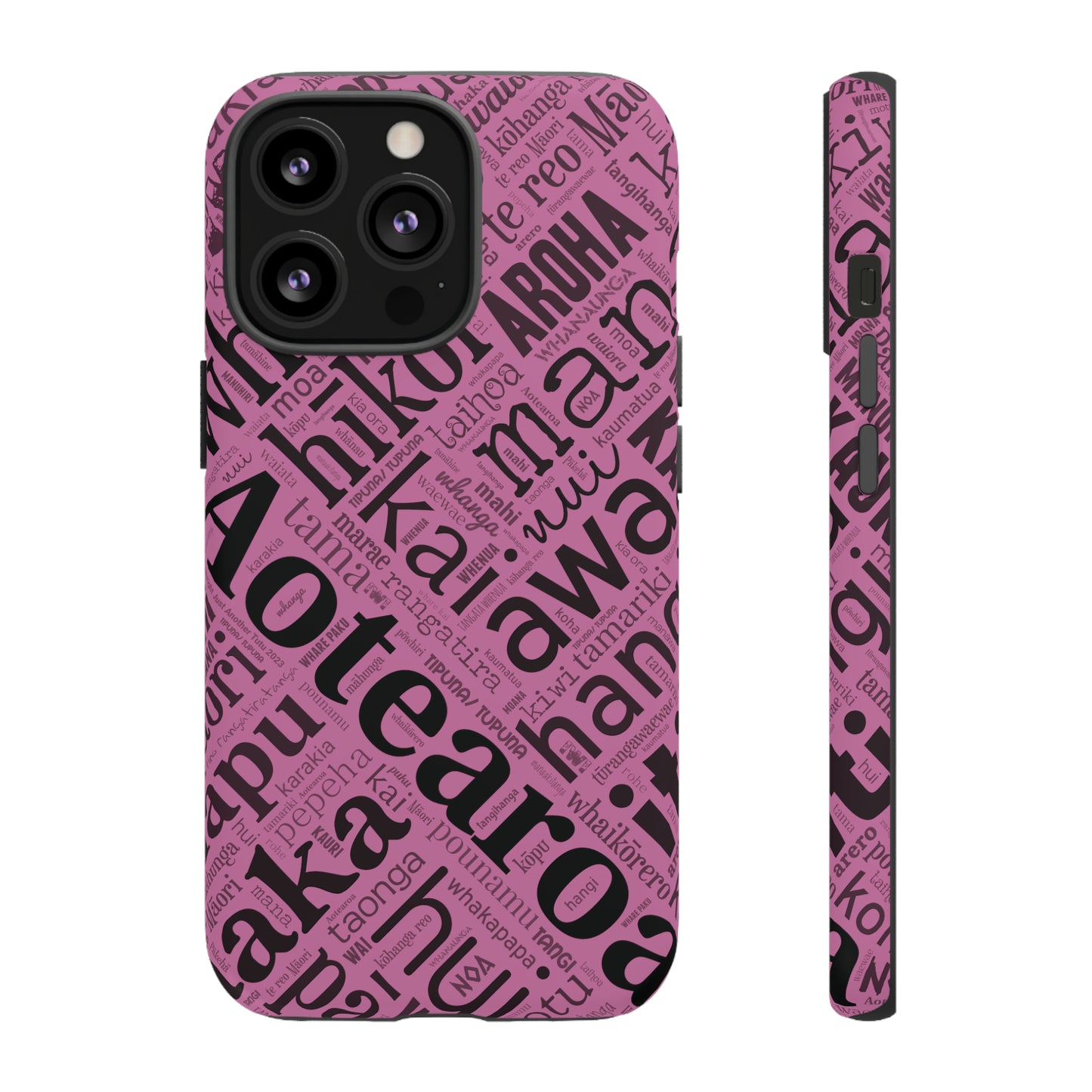 Pink Māori Word Art Tough Phone Case for iPhone