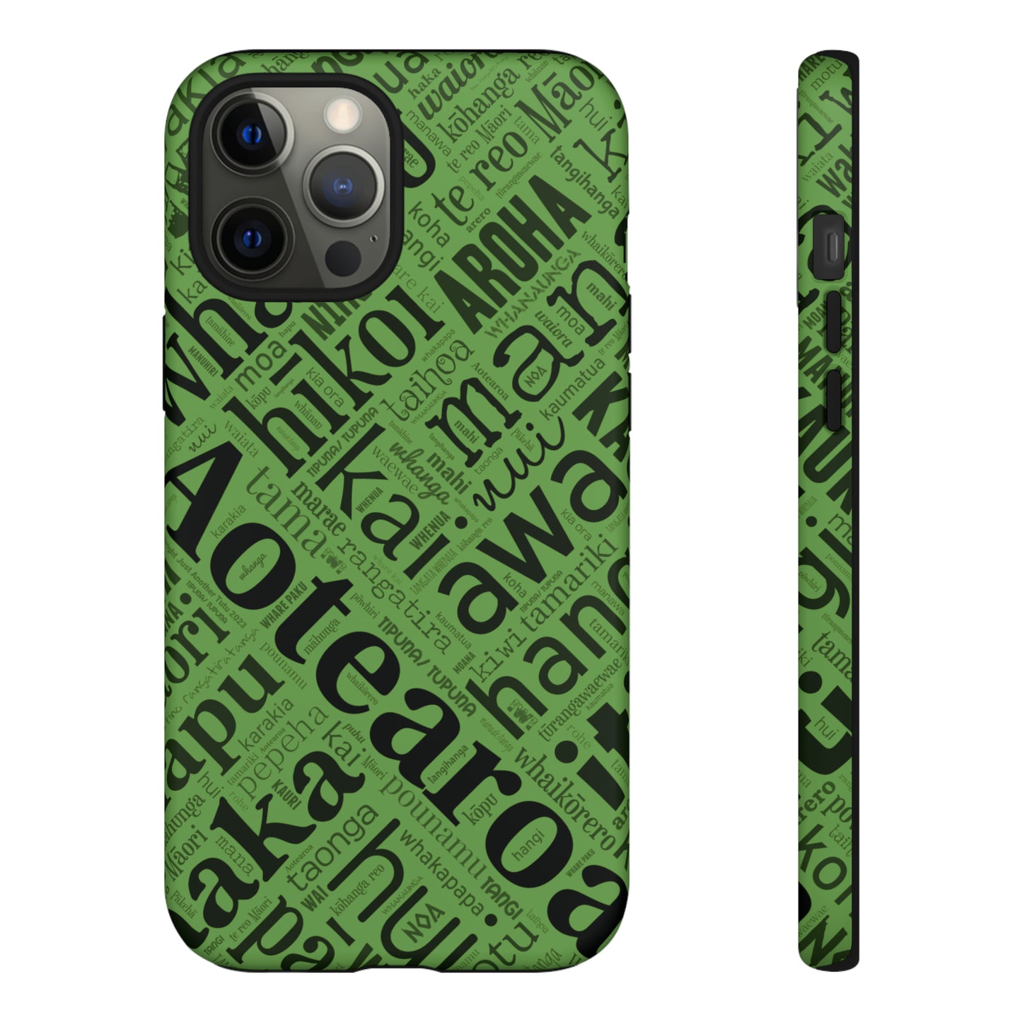 Green Māori Word Art Tough Phone Case for iPhone