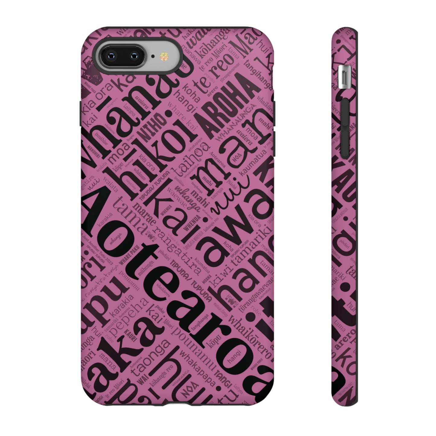 Pink Māori Word Art Tough Phone Case for iPhone