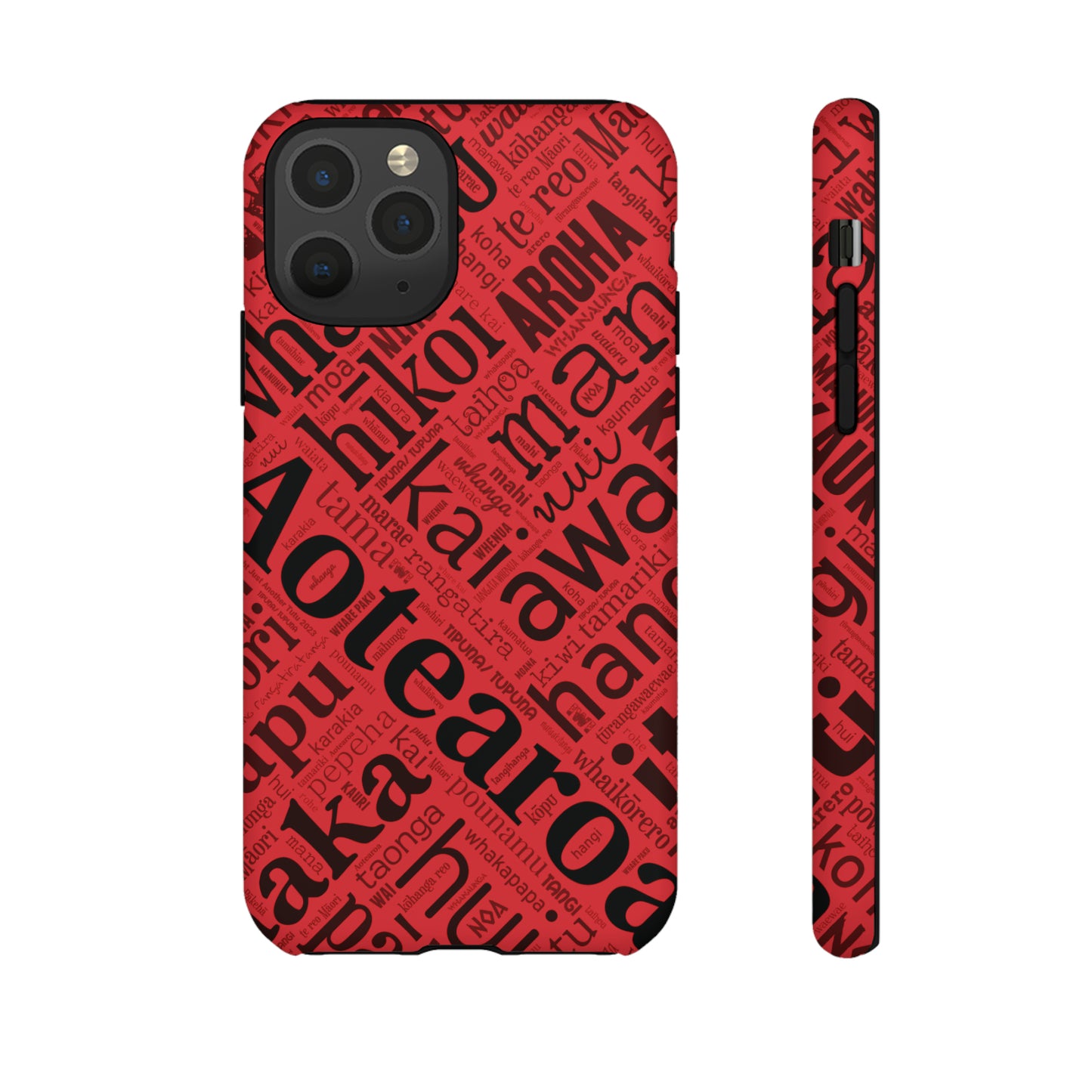 Red Māori Word Art Tough Phone Case for iPhone