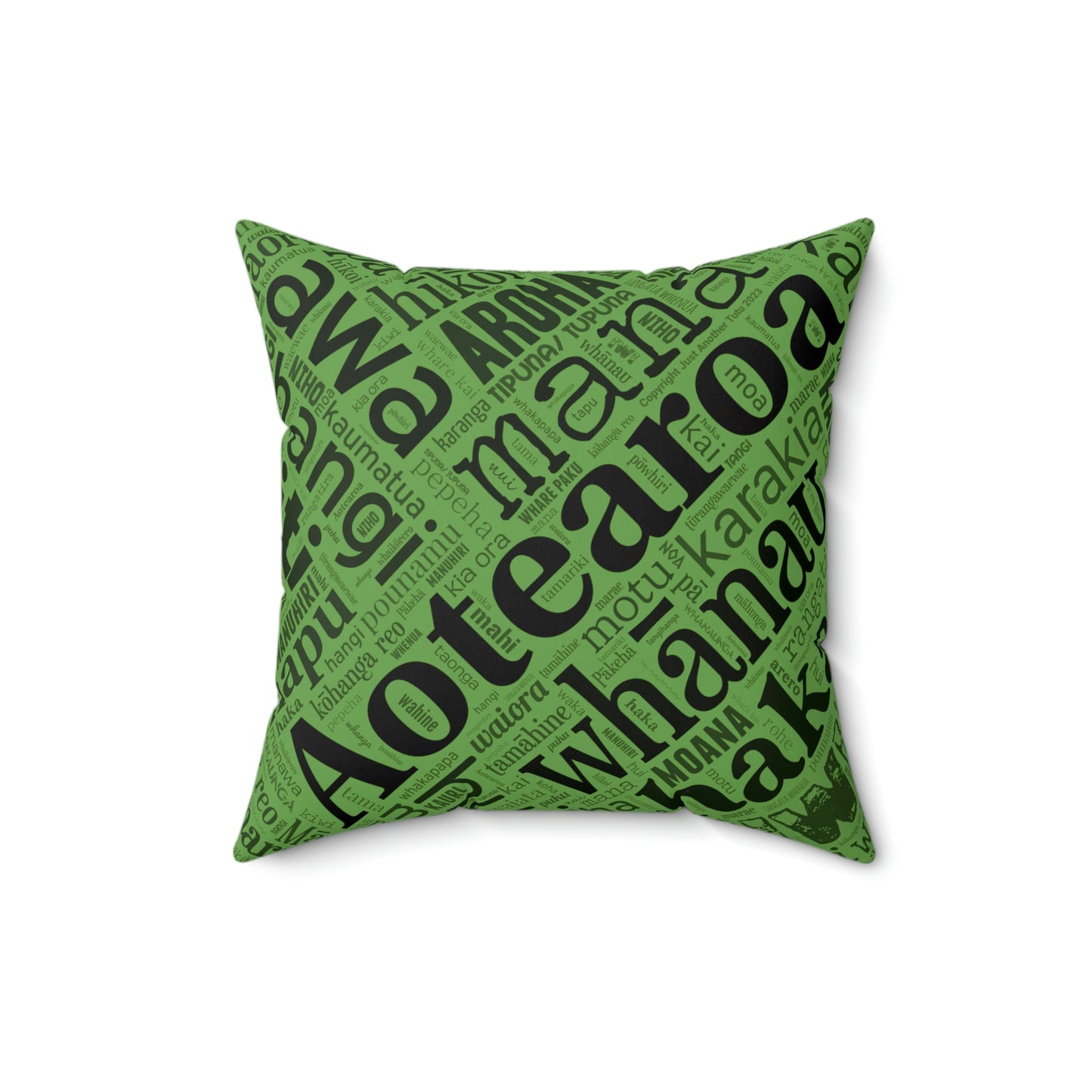 Green Māori Word Art Square Pillow