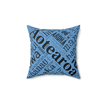 Light Blue Māori Word Art Square Pillow