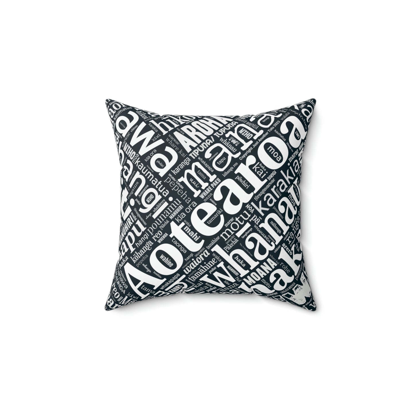 Black Māori Word Art Square Pillow