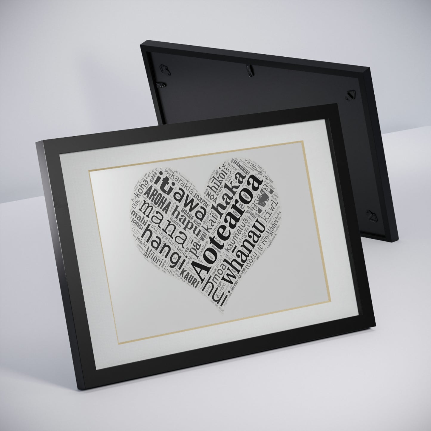 Māori Word Art Heart Framed Picture