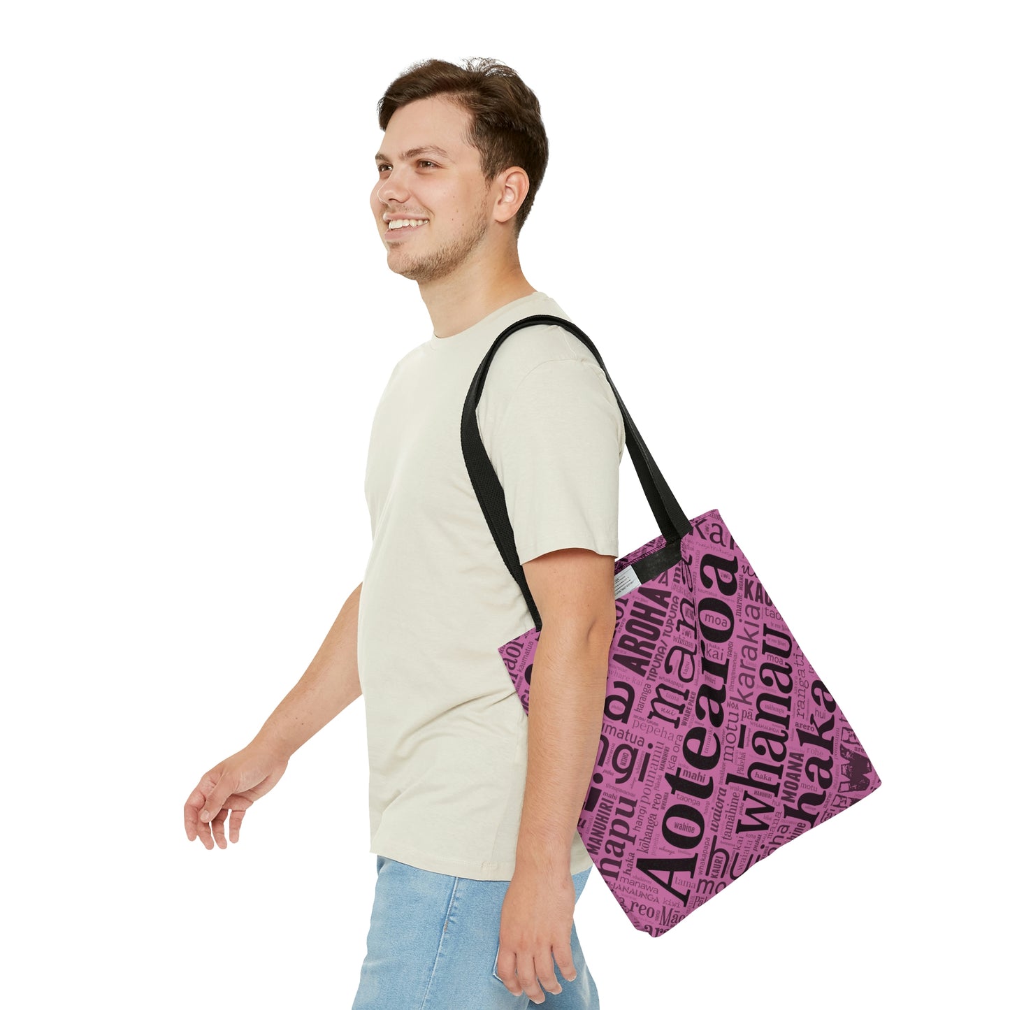 Light Pink Māori Word Art Tote Bag