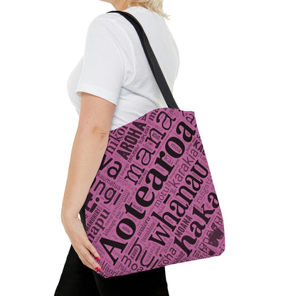 Light Pink Māori Word Art Tote Bag