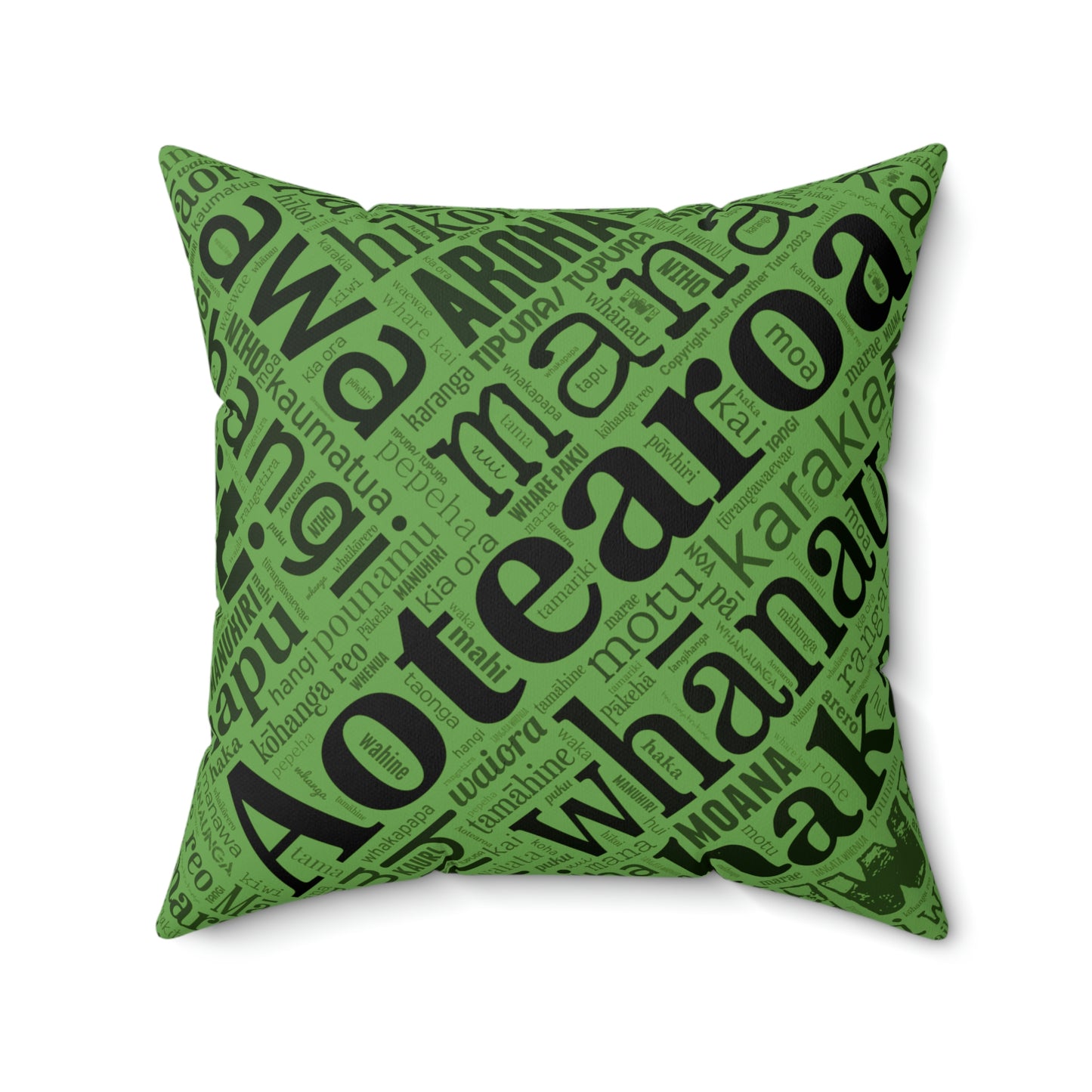 Green Māori Word Art Square Pillow