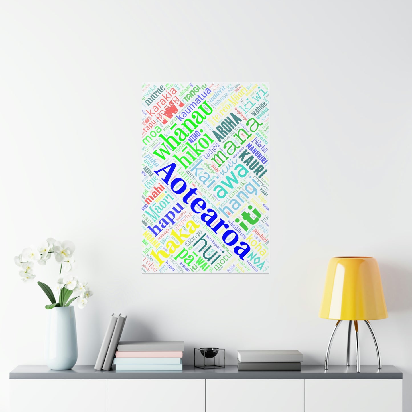 Rainbow Māori Word Art Poster