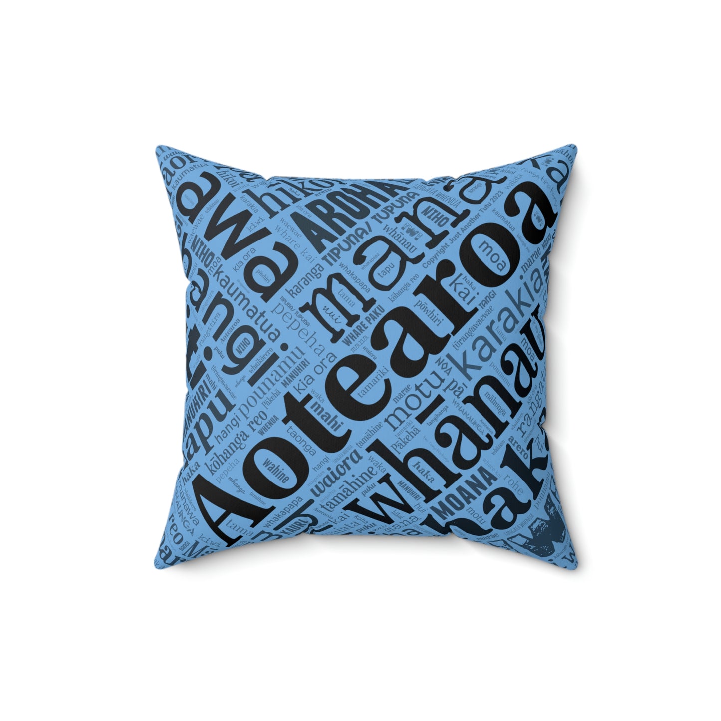 Light Blue Māori Word Art Square Pillow