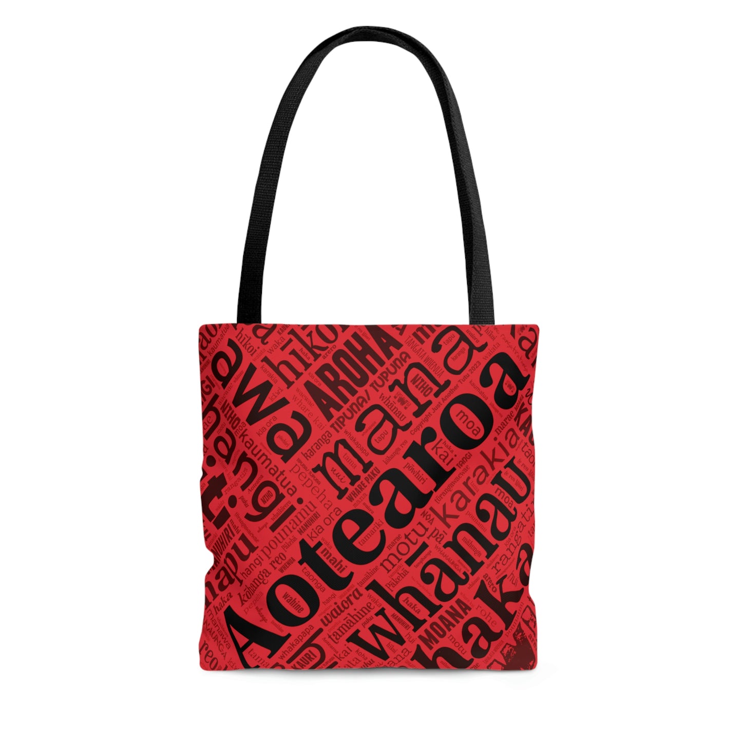 Red Māori Word Art Tote Bag