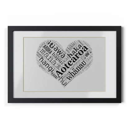 Māori Word Art Heart Framed Picture