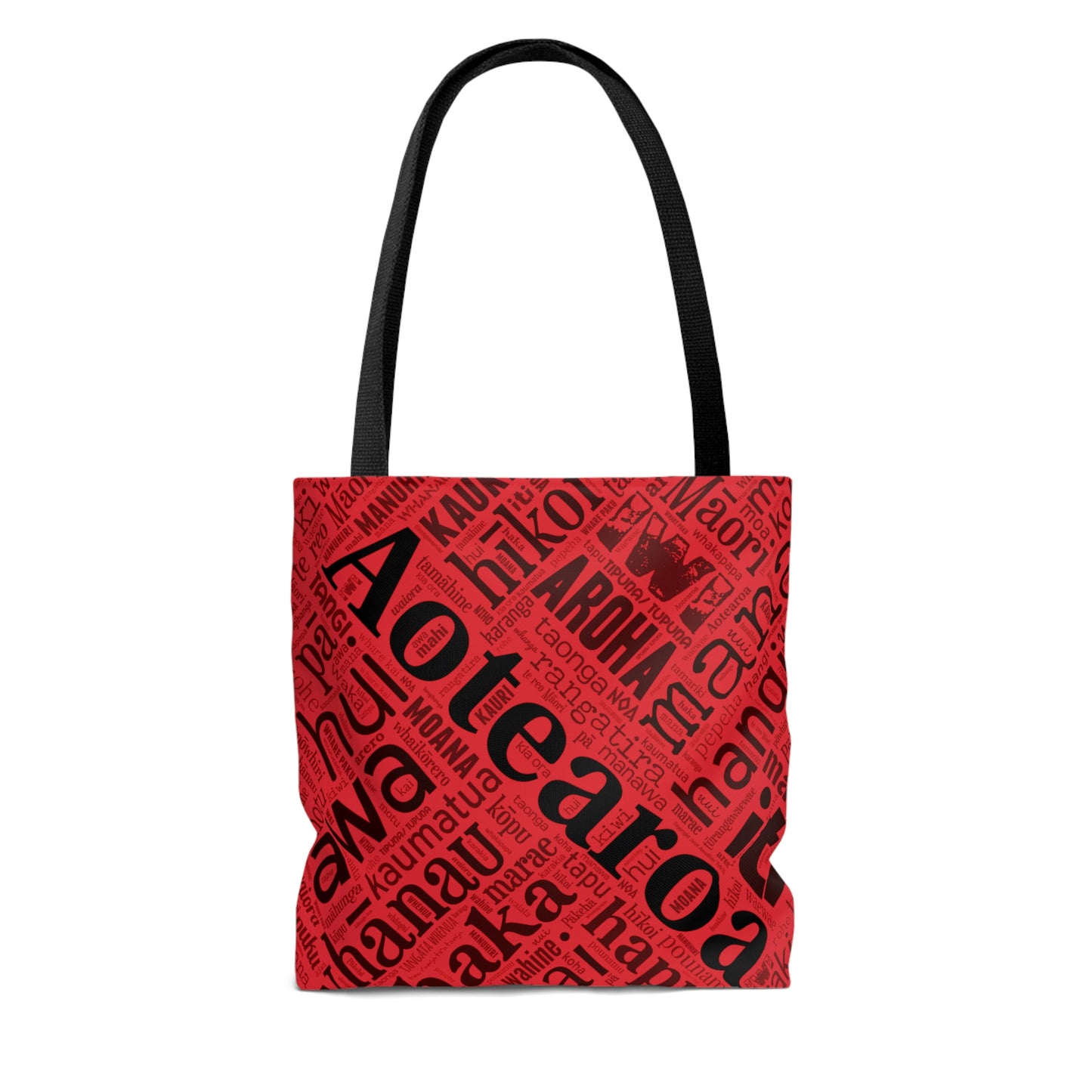 Red Māori Word Art Tote Bag