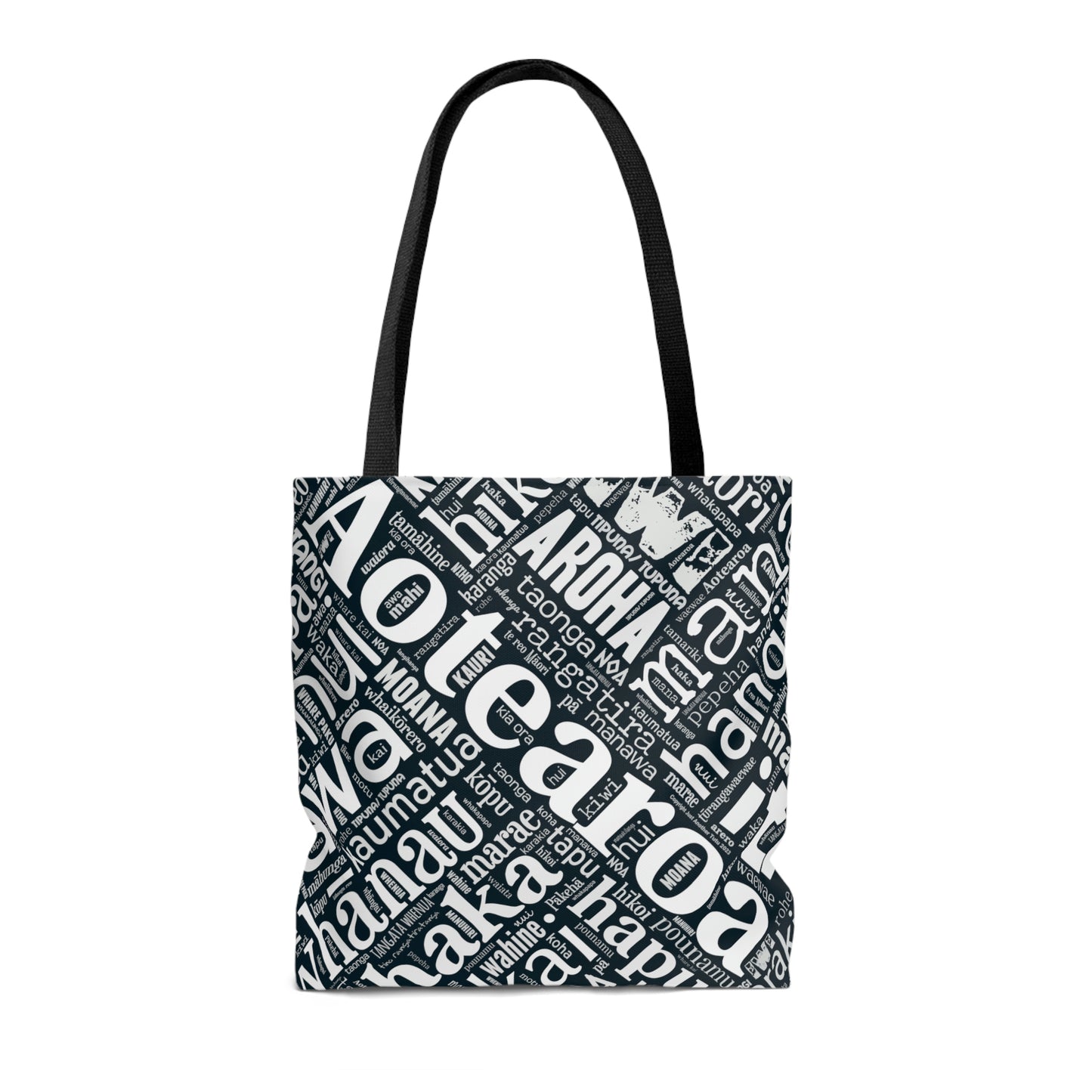 Black Māori Word Art Tote Bag