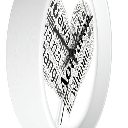 Māori Word Art Heart Wall clock